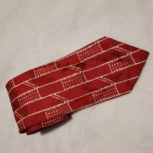 ** 3/$25 ** MODULES Deep Red Retro Abstract Ladder silk neck tie
